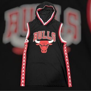 Men’s NBA Black Chicago Bulls Hooded Basketball Jersey size Large